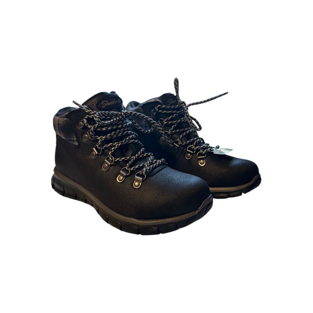 Skechers Women’s Synergy - Black Plaid Mood Ankle Boot Women’s Size 6 NWOB